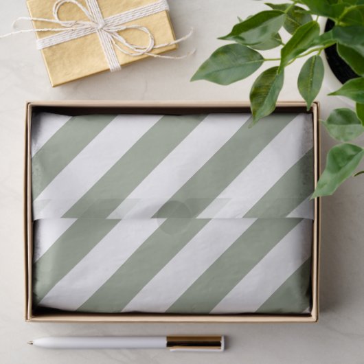 Lichte Sage Groene en Witte Streep Tissuepapier (Geschenk)