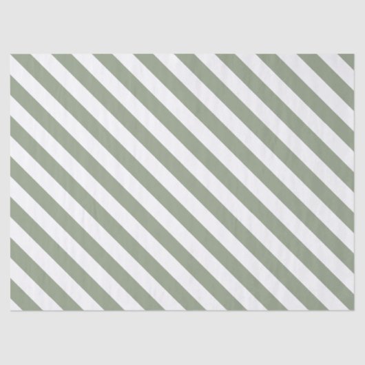 Lichte Sage Groene en Witte Streep Tissuepapier (Voorkant)