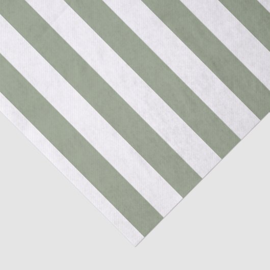 Lichte Sage Groene en Witte Streep Tissuepapier (Detail)