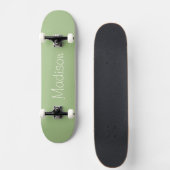 Lichte Sage Groene Stevige Kleur met Naam Persoonlijk Skateboard (Voorkant)