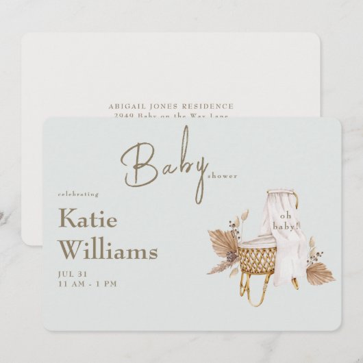 Lichte salie baby shower wiegje Boho  Kaart (Voorkant / Achterkant)