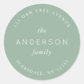 Lichte Salie Familie Naam Retouradres Ronde Sticker (Voorkant)