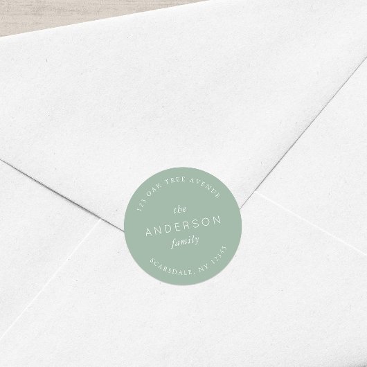 Lichte Salie Familie Naam Retouradres Ronde Sticker