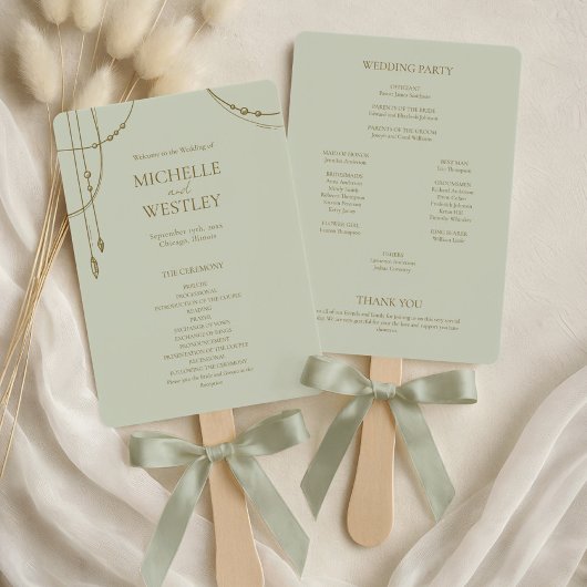 Lichte salie groene Boho Draped kralen bruiloft Handwaaier