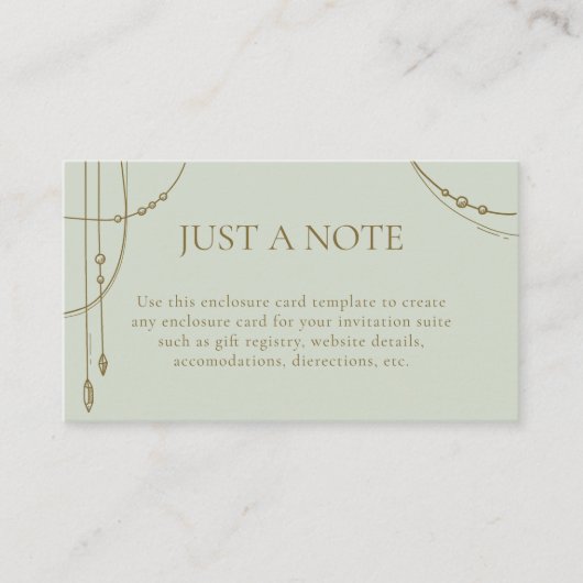 Lichte salie groene Boho Draped kralen bruiloft Informatiekaartje (Voorkant)