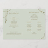 Lichte salie groene Boho Draped kralen bruiloft Programmakaart (Achterkant)