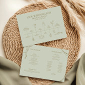 Lichte salie groene Boho Draped kralen bruiloft Programmakaart