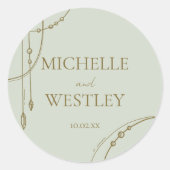 Lichte salie groene Boho Draped kralen bruiloft Ronde Sticker (Voorkant)