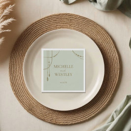 Lichte salie groene Boho Draped kralen bruiloft Servet