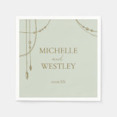 Lichte salie groene Boho Draped kralen bruiloft Servet (Voorkant)