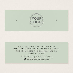 Lichte salie groene logo stud oorbel display kaart
