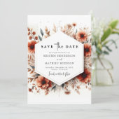 Lichte salie klassieke terracotta bruiloft save the date (Staand voorkant)
