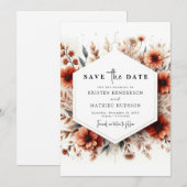 Lichte salie klassieke terracotta bruiloft save the date (Voorkant / Achterkant)
