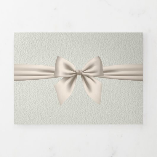 Lichte salie met Ivory Bow bruiloft Drieluik Uitnodiging (Cover)