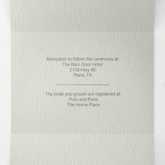 Lichte salie met Ivory Bow bruiloft Drieluik Uitnodiging (Binnenkant midden)