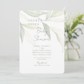 Lichte salie moderne botanische moderne baby showe kaart (Staand voorkant)