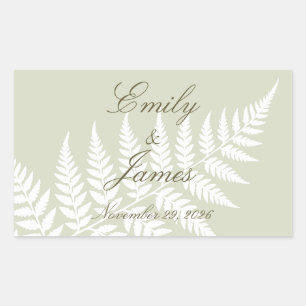 Lichte saliegroen witte varen elegant gepersonalis rechthoekige sticker
