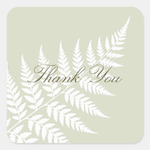 Lichte saliegroen witte varen groen Thank You Vierkante Sticker