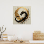 Lichte schaduw van Dragon Moon Poster (Keuken)