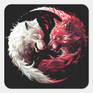 Lichte Schaduw Wolf Spirit Dier Fantasie Vierkante Sticker