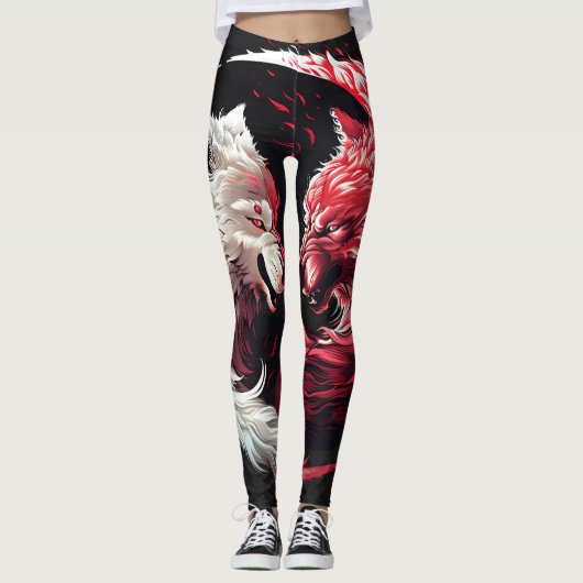 Lichte Schaduw Wolf Spirit Dier Fantasy Leggings (Voorkant)