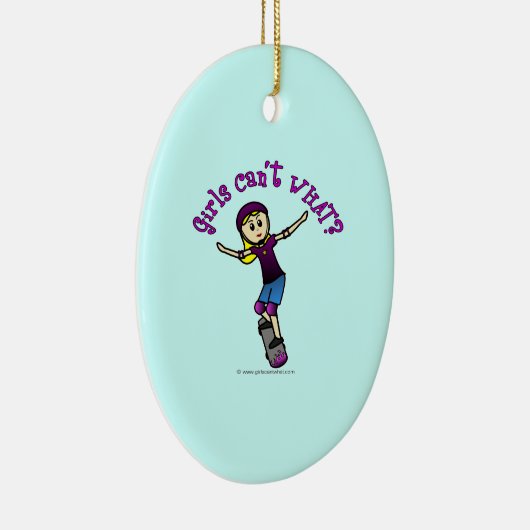 Lichte Skater met helm Keramisch Ornament (Rechts)