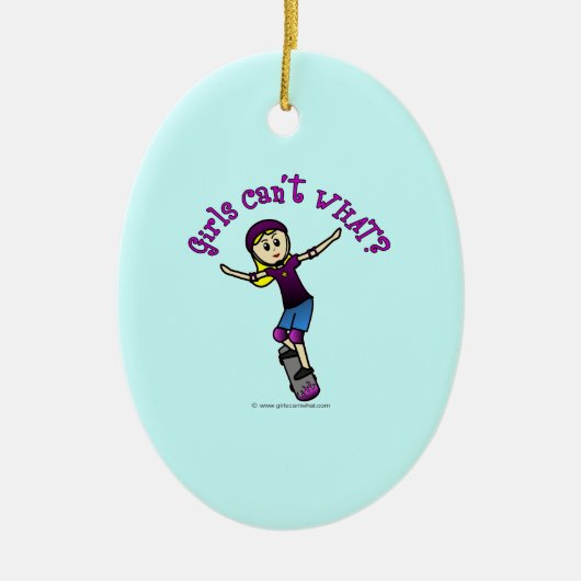 Lichte Skater met helm Keramisch Ornament (Voorkant)