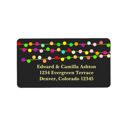 Lichte snaren Aanpasbaar Kerstmis Adreslabel Etiket (Voorkant)