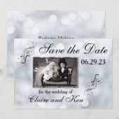 Lichte Sneeuw Glitter Vonken Bewaar de Datum Save The Date (Voorkant / Achterkant)