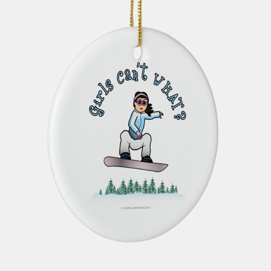 Lichte sneeuwboarder keramisch ornament (Rechts)