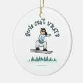 Lichte sneeuwboarder keramisch ornament (Links)