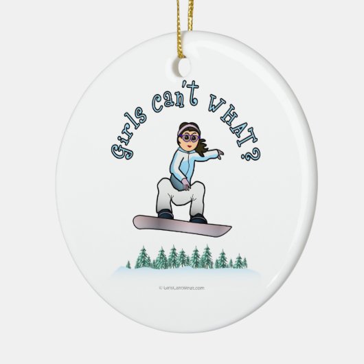 Lichte sneeuwboarder keramisch ornament (Links)