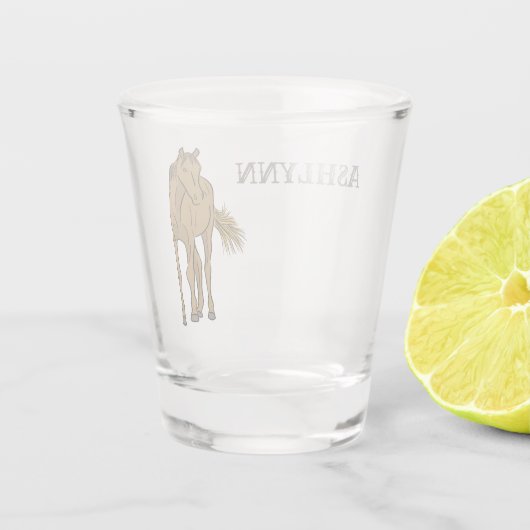 Lichte sorrel Brown Horse Realistic Illustration Shot Glas (Achterkant)