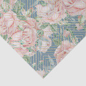 Lichte stalen blauwe en roze rozen tissuepapier (Detail)