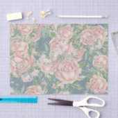 Lichte stalen blauwe en roze rozen tissuepapier (Craft)