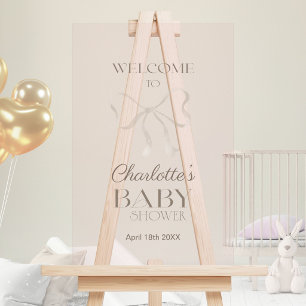 Lichte Stof Roze Elegante Boog Baby Shower Welkom Acryl Bord