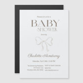 Lichte Stofblauwe Chic Strik Babyshower Magnet voo (Voorkant / Achterkant)