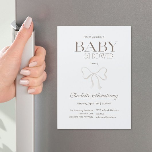 Lichte Stofblauwe Chic Strik Babyshower Magnet voo