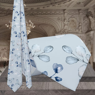 Lichte Stofblauwe Eucalyptus Groene Huwelijk Stropdas