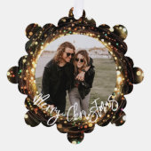 Lichte strengen Vrolijke Kerstmis Foto Ornament Kaart (Voorkant)