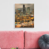 Lichte stromen van auto's 's nachts canvas afdruk (Insitu (Woonkamer))