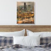 Lichte stromen van auto's 's nachts canvas afdruk (Insitu (Slaapkamer))