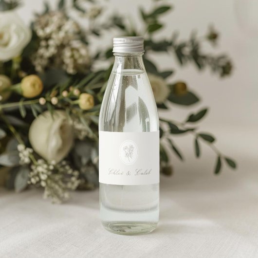 Lichte Taupe | Chic Botanische Trouw Waterfles Etiket