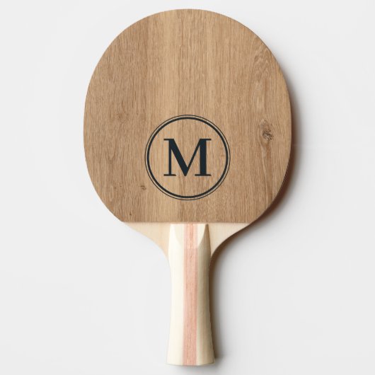 Lichte Teak Houten Monogram Tafeltennisbatje (Achterkant)