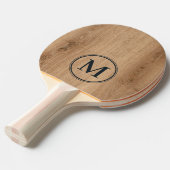 Lichte Teak Houten Monogram Tafeltennisbatje (Voorkant Gekanteld)