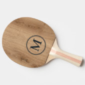 Lichte Teak Houten Monogram Tafeltennisbatje (Zijkant)