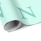 Lichte Teal Beginletter Trendy Pastel Mintblauw Cadeaupapier (Rol Hoek)