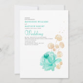 Lichte Teal & beige zomerstrandbruiloft Kaart (Voorkant)