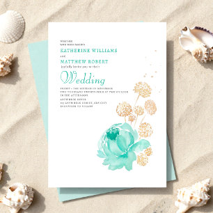 Lichte Teal & beige zomerstrandbruiloft Kaart
