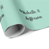 Lichte Teal Handgeschreven Creatieve Trendy Naam Cadeaupapier (Rol Hoek)